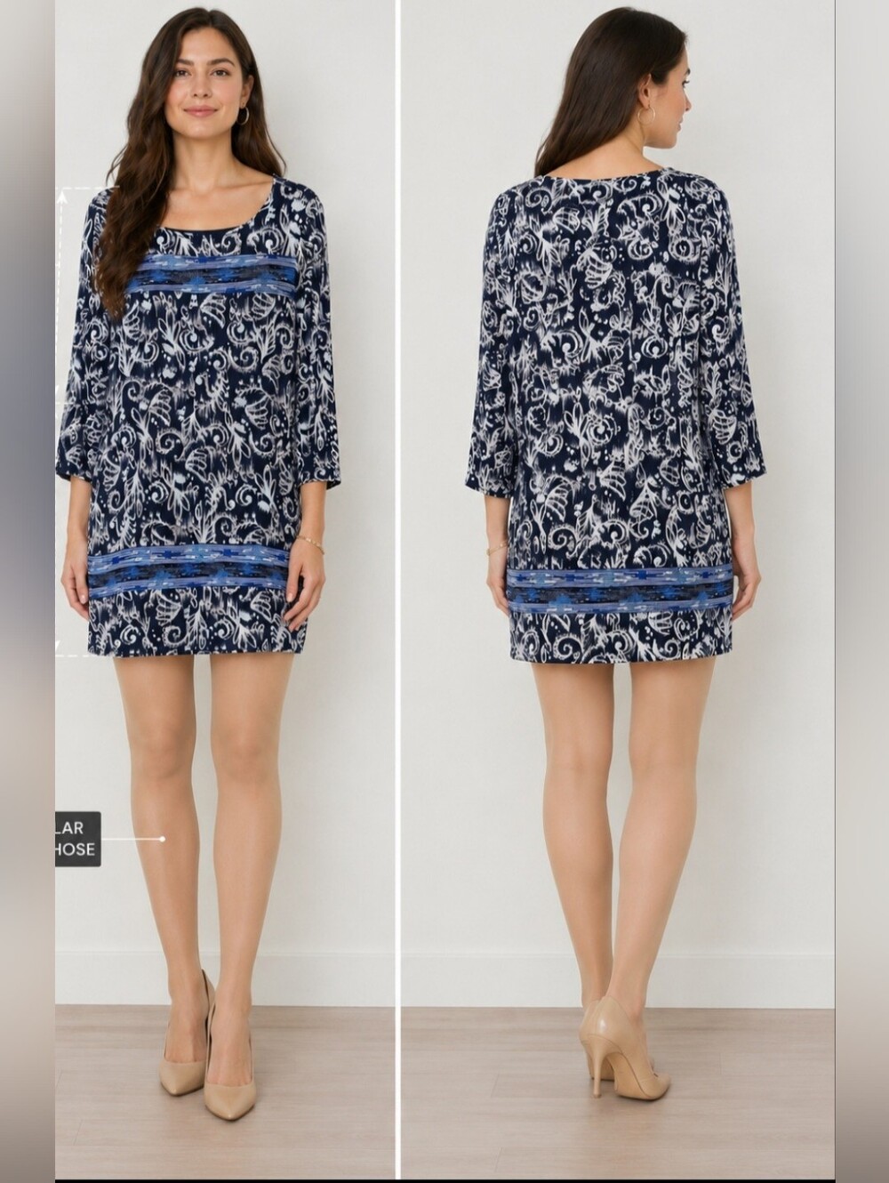BCBGMaxAzria Blue Print Dress. Size M. Like New Condition.